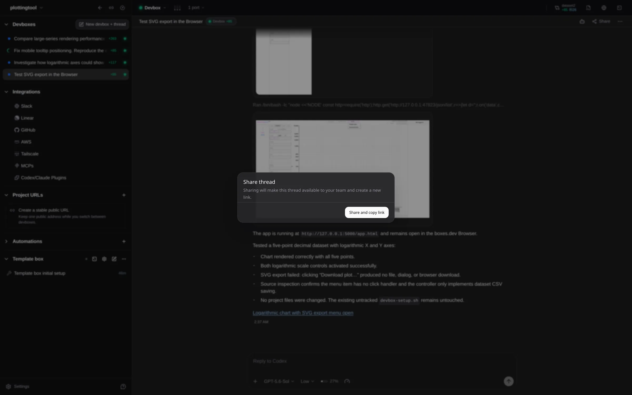 Share thread dialog